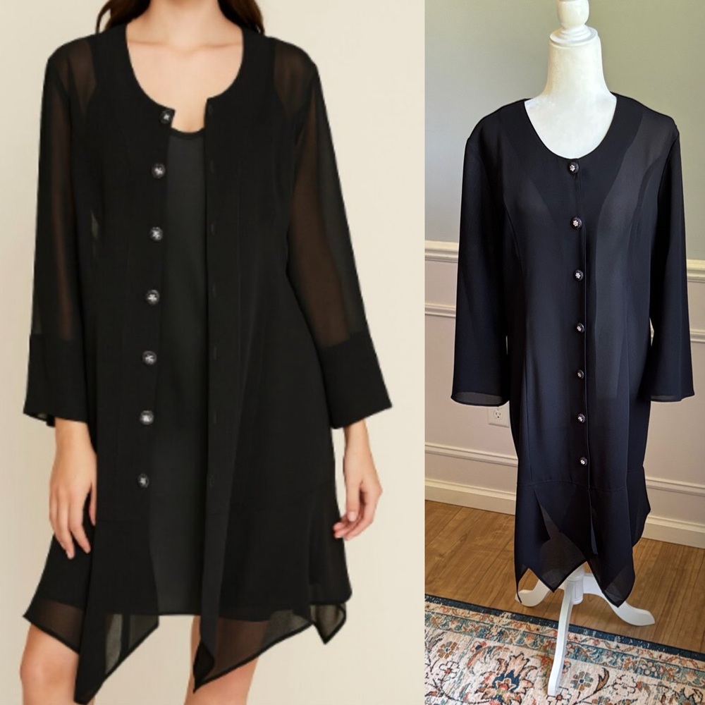 Dark Academia Vintage Chiffon Shirt Dress Witchy Whimsigoth Vampy Dolce Sz Med